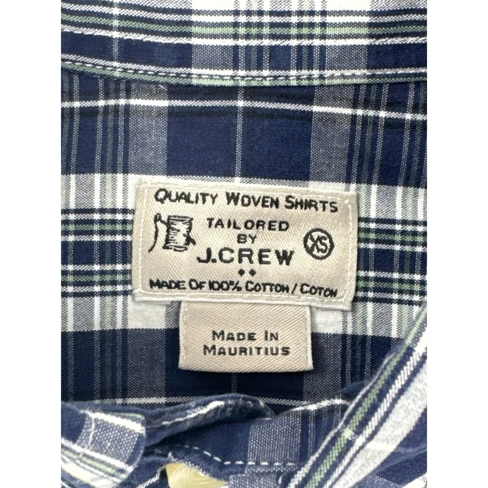 J. Crew Tailored Quality‎ Woven Shirts Mens XS Blue Plaid Long Sleeve Cotton